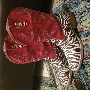 Red Sparkle Zebra Roper USA Boots